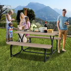 Costway Tavolo da Picnic con Panca Set da Esterno per Giardino, Patio, Feste, Resistente alle Intemperie, Nero/Bianco/Grigio/Marrone/Verde