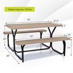 Costway Tavolo da Picnic con Panca Set da Esterno per Giardino, Patio, Feste, Resistente alle Intemperie, Nero/Bianco/Grigio/Marrone/Verde