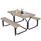 Costway Tavolo da Picnic con Panca Set da Esterno per Giardino, Patio, Feste, Resistente alle Intemperie, Nero/Bianco/Grigio/Marrone/Verde