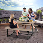 Costway Tavolo da Picnic con Panca Set da Esterno per Giardino, Patio, Feste, Resistente alle Intemperie, Nero/Bianco/Grigio/Marrone/Verde