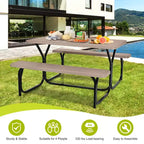 Costway Tavolo da Picnic con Panca Set da Esterno per Giardino, Patio, Feste, Resistente alle Intemperie, Nero/Bianco/Grigio/Marrone/Verde