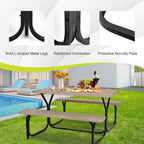 Costway Tavolo da Picnic con Panca Set da Esterno per Giardino, Patio, Feste, Resistente alle Intemperie, Nero/Bianco/Grigio/Marrone/Verde