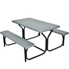 Costway Tavolo da Picnic con Panca Set da Esterno per Giardino, Patio, Feste, Resistente alle Intemperie, Nero/Bianco/Grigio/Marrone/Verde