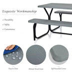 Costway Tavolo da Picnic con Panca Set da Esterno per Giardino, Patio, Feste, Resistente alle Intemperie, Nero/Bianco/Grigio/Marrone/Verde