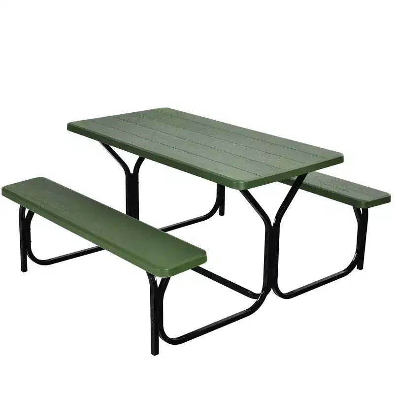 Costway Tavolo da Picnic con Panca Set da Esterno per Giardino, Patio, Feste, Resistente alle Intemperie, Nero/Bianco/Grigio/Marrone/Verde