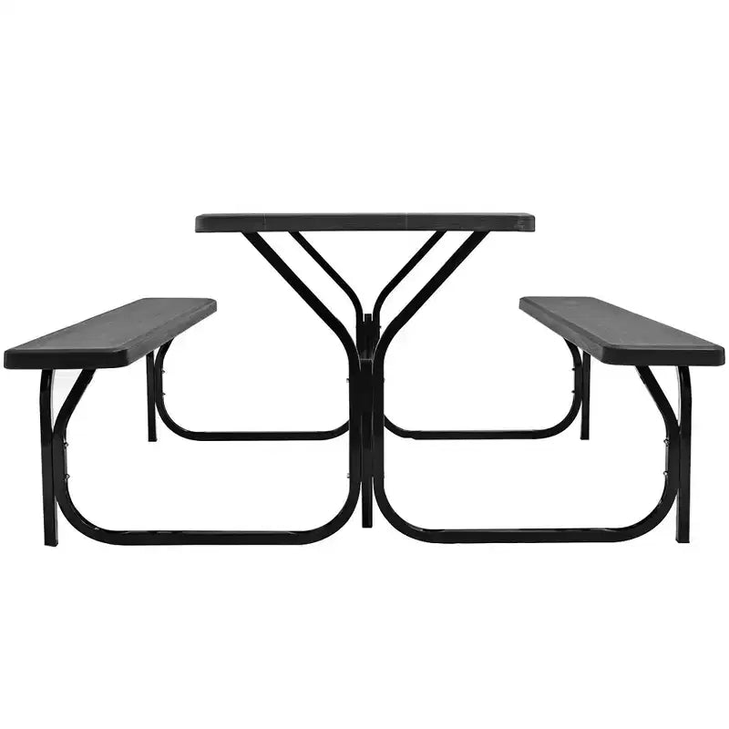 Costway Tavolo da Picnic con Panca Set da Esterno per Giardino, Patio, Feste, Resistente alle Intemperie, Nero/Bianco/Grigio/Marrone/Verde