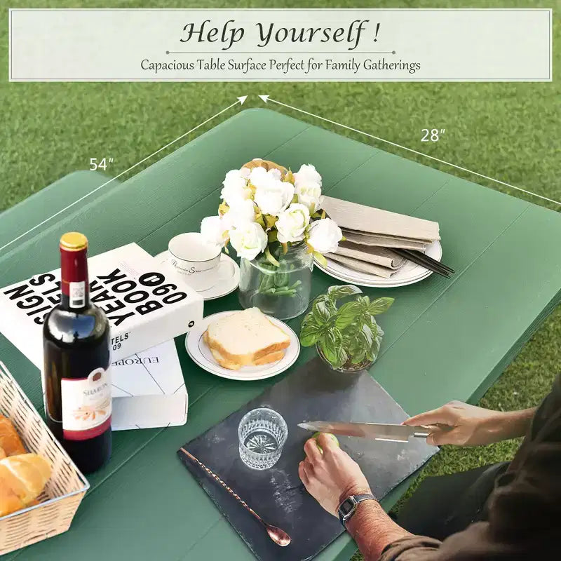 Costway Tavolo da Picnic con Panca Set da Esterno per Giardino, Patio, Feste, Resistente alle Intemperie, Nero/Bianco/Grigio/Marrone/Verde