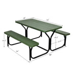 Costway Tavolo da Picnic con Panca Set da Esterno per Giardino, Patio, Feste, Resistente alle Intemperie, Nero/Bianco/Grigio/Marrone/Verde