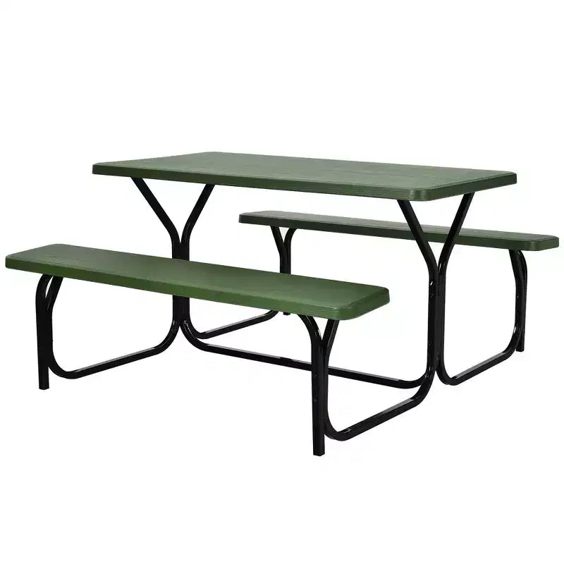 Costway Tavolo da Picnic con Panca Set da Esterno per Giardino, Patio, Feste, Resistente alle Intemperie, Nero/Bianco/Grigio/Marrone/Verde