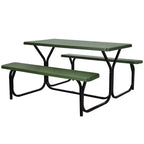 Costway Tavolo da Picnic con Panca Set da Esterno per Giardino, Patio, Feste, Resistente alle Intemperie, Nero/Bianco/Grigio/Marrone/Verde