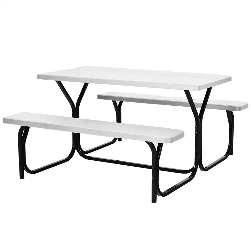 Costway Tavolo da Picnic con Panca Set da Esterno per Giardino, Patio, Feste, Resistente alle Intemperie, Nero/Bianco/Grigio/Marrone/Verde