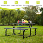 Costway Tavolo da Picnic con Panca Set da Esterno per Giardino, Patio, Feste, Resistente alle Intemperie, Nero/Bianco/Grigio/Marrone/Verde