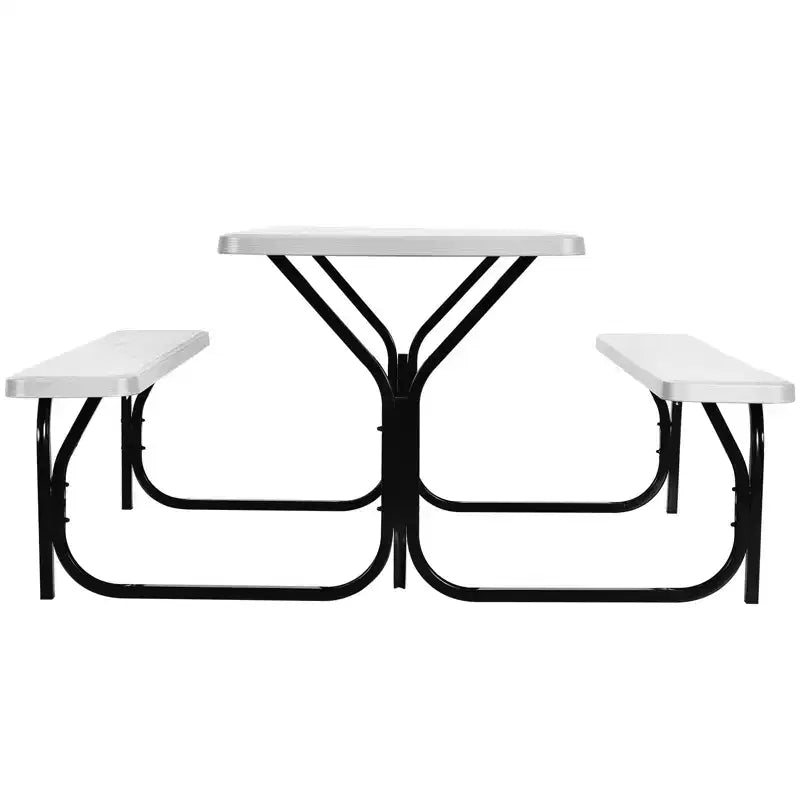 Costway Tavolo da Picnic con Panca Set da Esterno per Giardino, Patio, Feste, Resistente alle Intemperie, Nero/Bianco/Grigio/Marrone/Verde