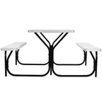Costway Tavolo da Picnic con Panca Set da Esterno per Giardino, Patio, Feste, Resistente alle Intemperie, Nero/Bianco/Grigio/Marrone/Verde