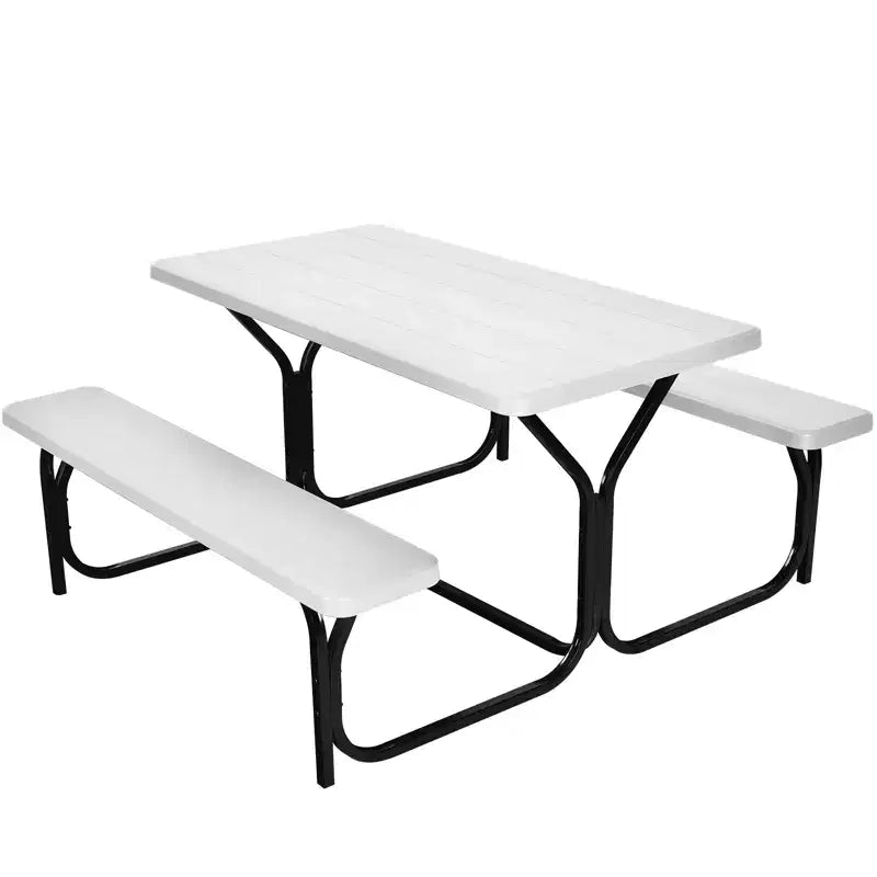 Costway Tavolo da Picnic con Panca Set da Esterno per Giardino, Patio, Feste, Resistente alle Intemperie, Nero/Bianco/Grigio/Marrone/Verde