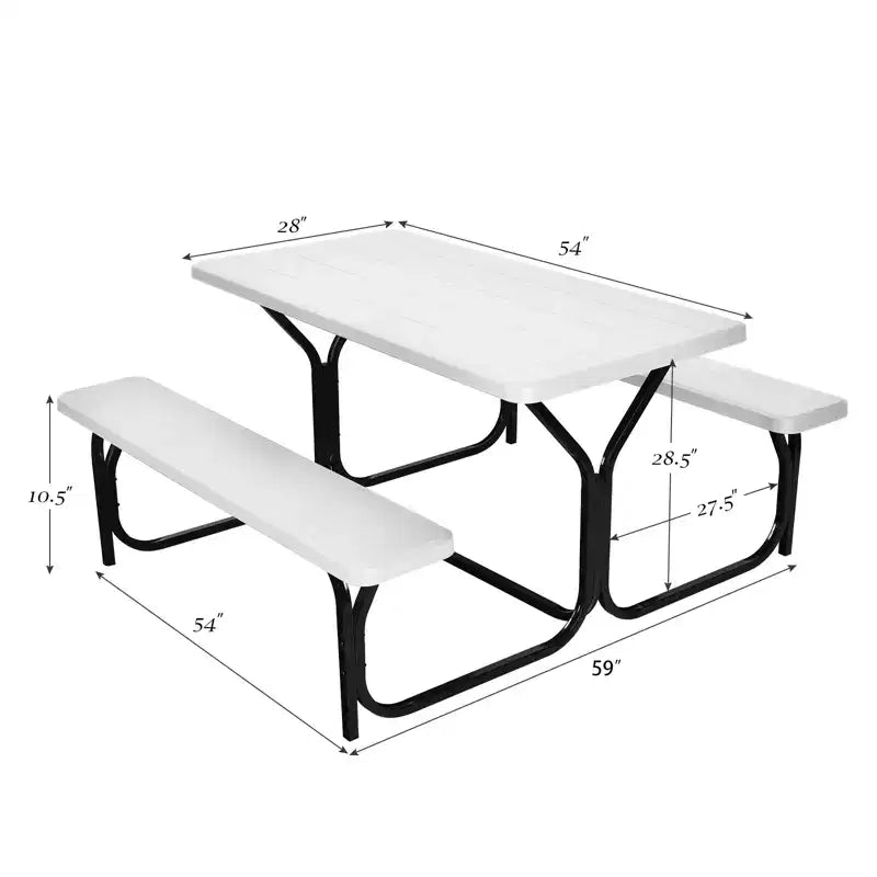 Costway Tavolo da Picnic con Panca Set da Esterno per Giardino, Patio, Feste, Resistente alle Intemperie, Nero/Bianco/Grigio/Marrone/Verde