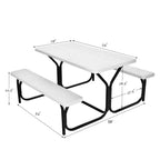 Costway Tavolo da Picnic con Panca Set da Esterno per Giardino, Patio, Feste, Resistente alle Intemperie, Nero/Bianco/Grigio/Marrone/Verde