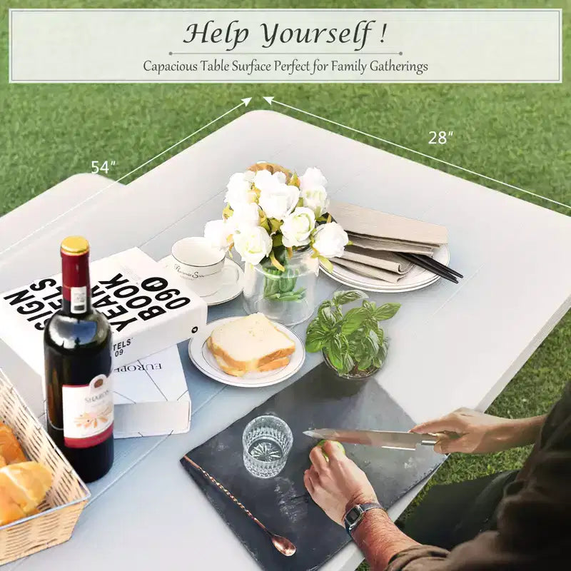 Costway Tavolo da Picnic con Panca Set da Esterno per Giardino, Patio, Feste, Resistente alle Intemperie, Nero/Bianco/Grigio/Marrone/Verde