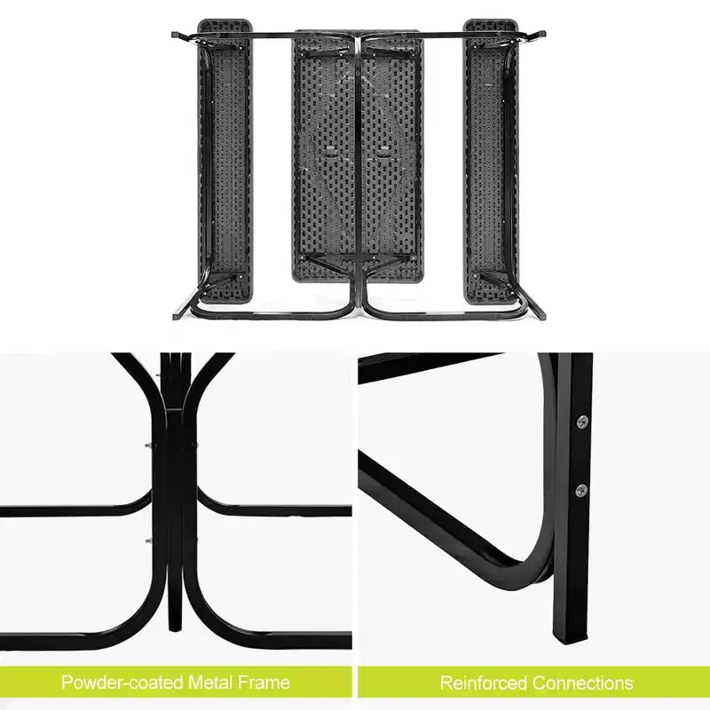 Costway Tavolo da Picnic con Panca Set da Esterno per Giardino, Patio, Feste, Resistente alle Intemperie, Nero/Bianco/Grigio/Marrone/Verde