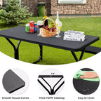 Costway Tavolo da Picnic con Panca Set da Esterno per Giardino, Patio, Feste, Resistente alle Intemperie, Nero/Bianco/Grigio/Marrone/Verde