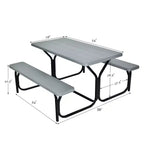 Costway Tavolo da Picnic con Panca Set da Esterno per Giardino, Patio, Feste, Resistente alle Intemperie, Nero/Bianco/Grigio/Marrone/Verde