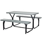 Costway Tavolo da Picnic con Panca Set da Esterno per Giardino, Patio, Feste, Resistente alle Intemperie, Nero/Bianco/Grigio/Marrone/Verde