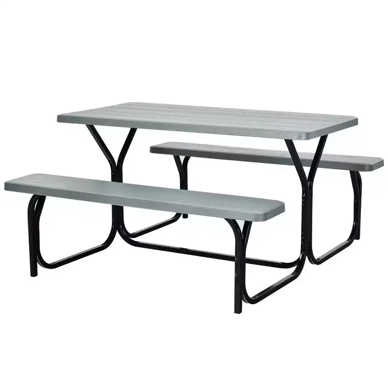 Costway Tavolo da Picnic con Panca Set da Esterno per Giardino, Patio, Feste, Resistente alle Intemperie, Nero/Bianco/Grigio/Marrone/Verde
