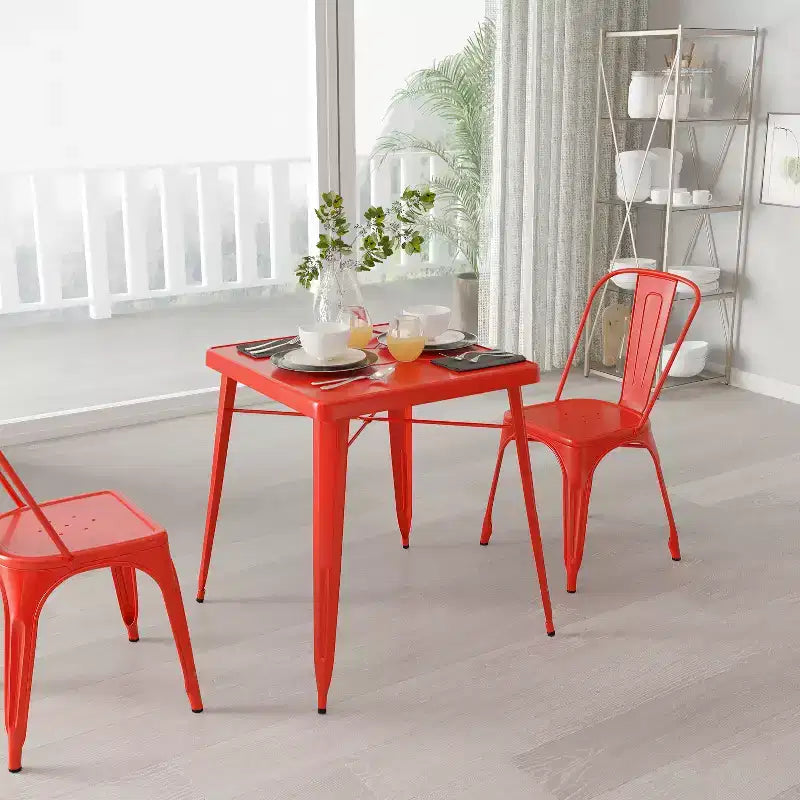 Merrick Lane Benson Tavolo da pranzo quadrato in metallo da 23,75 per uso interno ed esterno