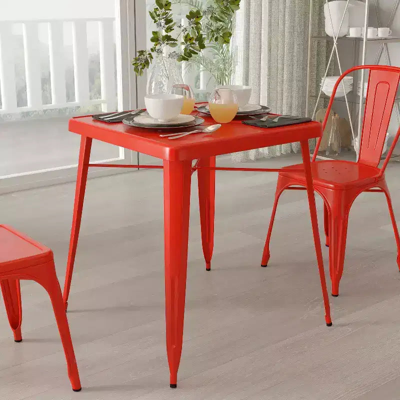 Merrick Lane Benson Tavolo da pranzo quadrato in metallo da 23,75 per uso interno ed esterno