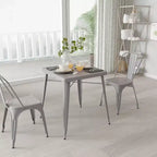 Merrick Lane Benson Tavolo da pranzo quadrato in metallo da 23,75 per uso interno ed esterno
