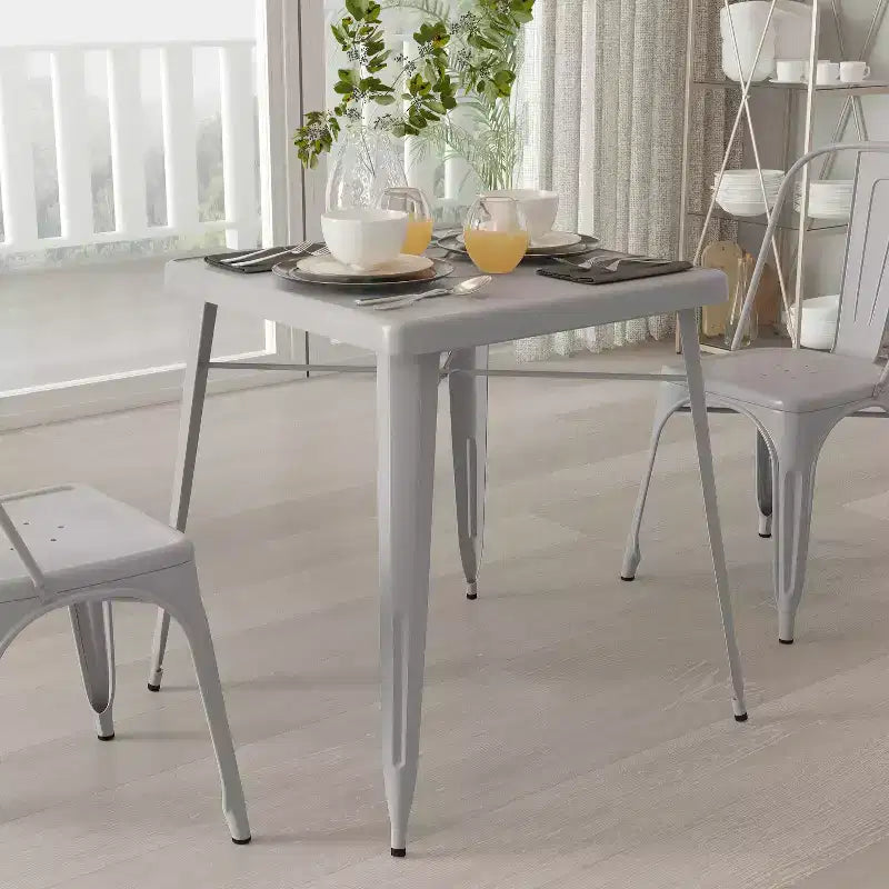 Merrick Lane Benson Tavolo da pranzo quadrato in metallo da 23,75 per uso interno ed esterno