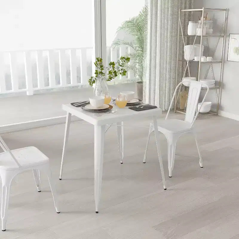 Merrick Lane Benson Tavolo da pranzo quadrato in metallo da 23,75 per uso interno ed esterno