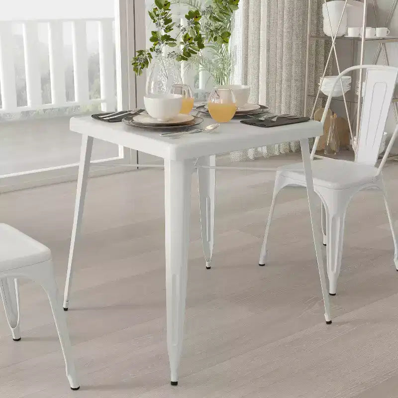 Merrick Lane Benson Tavolo da pranzo quadrato in metallo da 23,75 per uso interno ed esterno