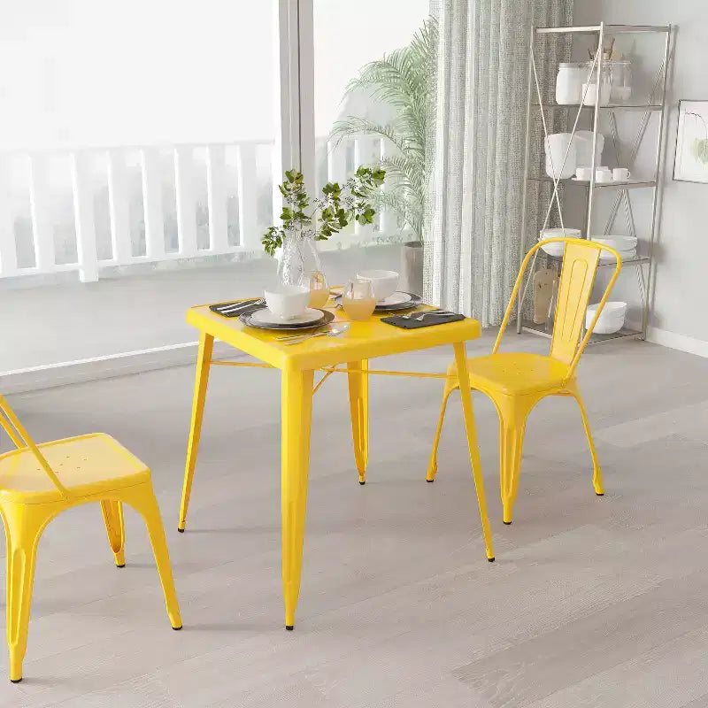 Merrick Lane Benson Tavolo da pranzo quadrato in metallo da 23,75 per uso interno ed esterno