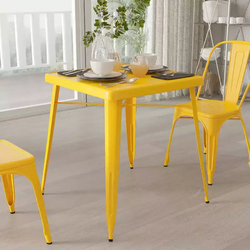 Merrick Lane Benson Tavolo da pranzo quadrato in metallo da 23,75 per uso interno ed esterno