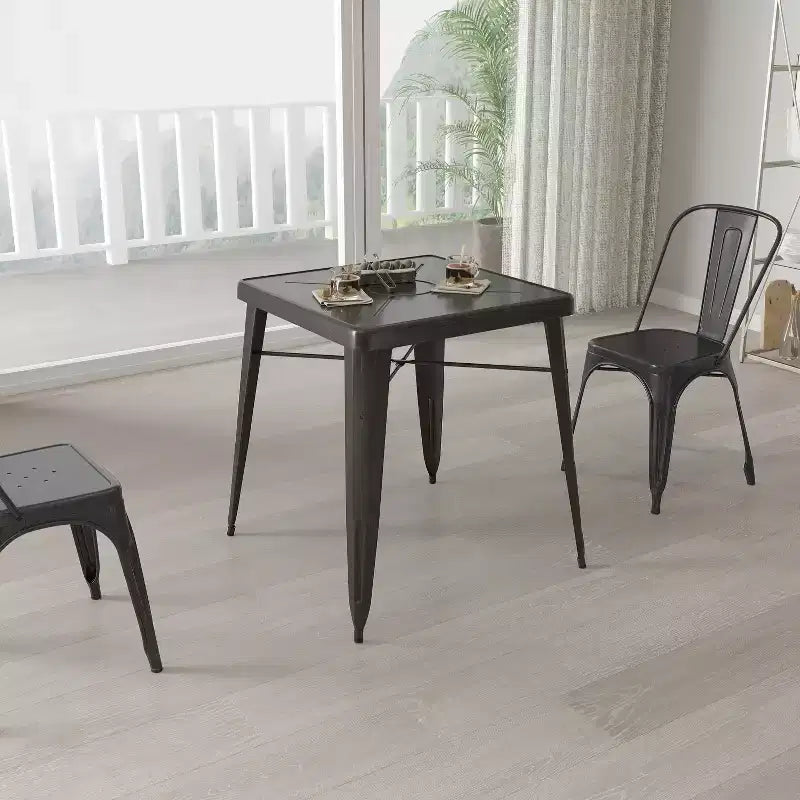 Merrick Lane Benson Tavolo da pranzo quadrato in metallo da 23,75 per uso interno ed esterno