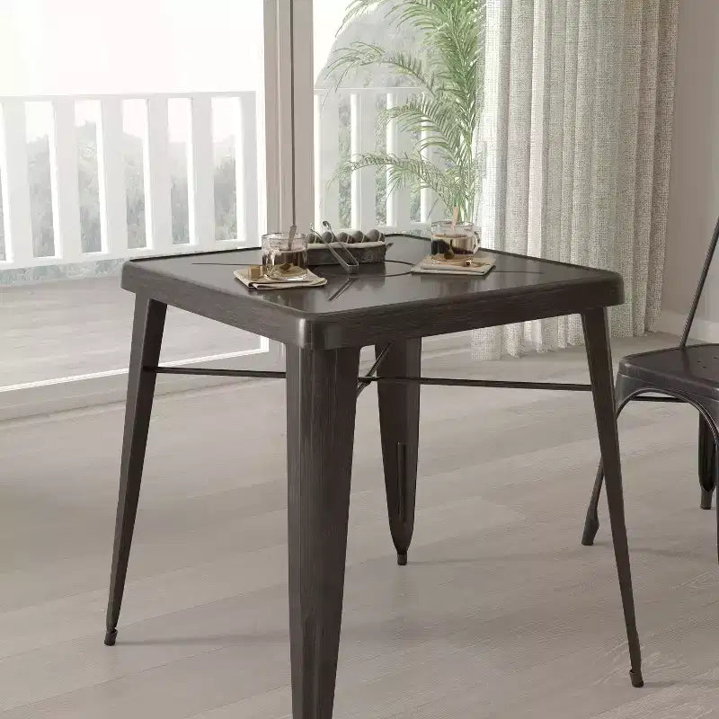 Merrick Lane Benson Tavolo da pranzo quadrato in metallo da 23,75 per uso interno ed esterno