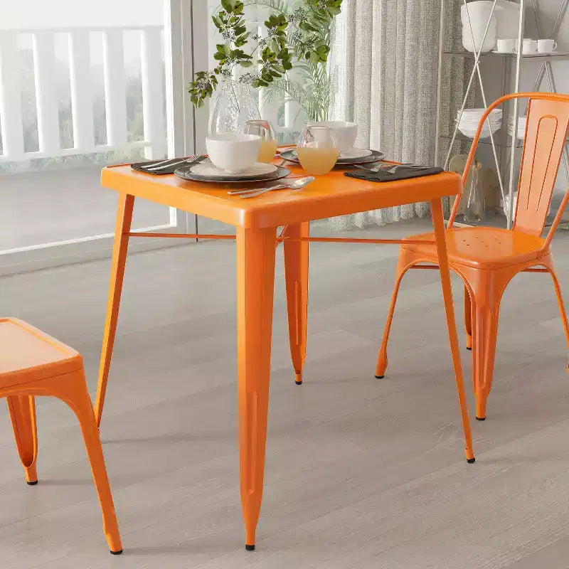 Merrick Lane Benson Tavolo da pranzo quadrato in metallo da 23,75 per uso interno ed esterno