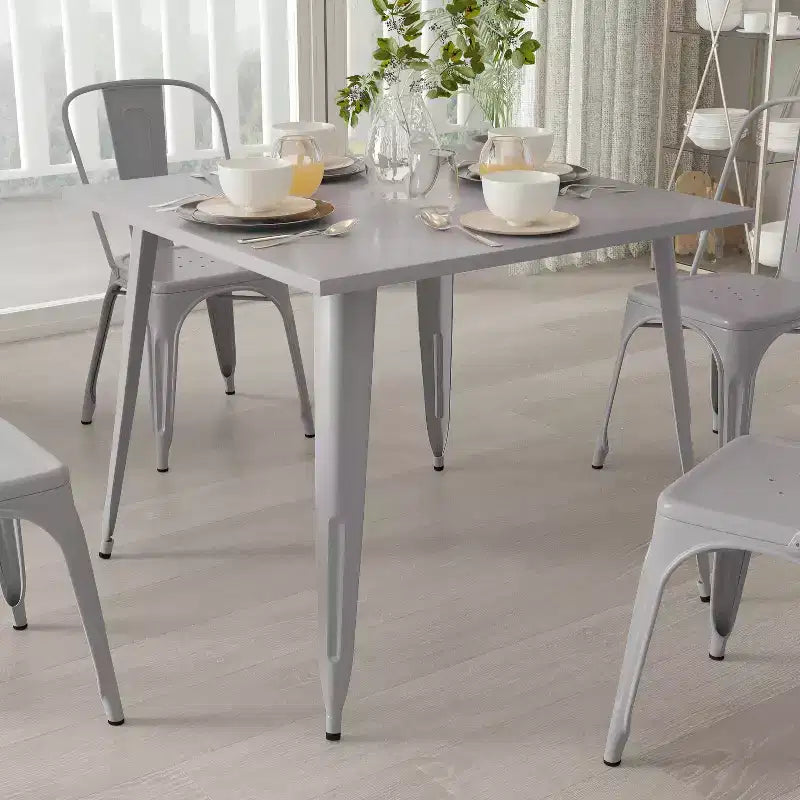 Tavolo da pranzo quadrato in metallo Merrick Lane Adana da 35,5 pollici per uso interno ed esterno
