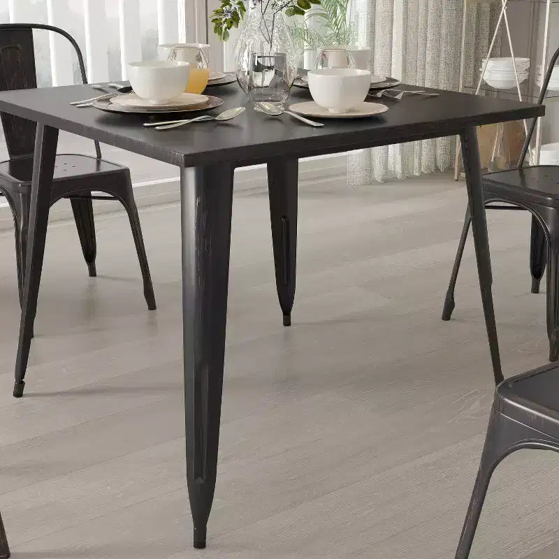 Tavolo da pranzo quadrato in metallo Merrick Lane Adana da 35,5 pollici per uso interno ed esterno