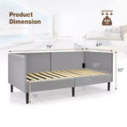 Costway Divano Letto Singolo in Lino Tappezzato con Struttura in Legno, Robusto per Soggiorno, Grigio