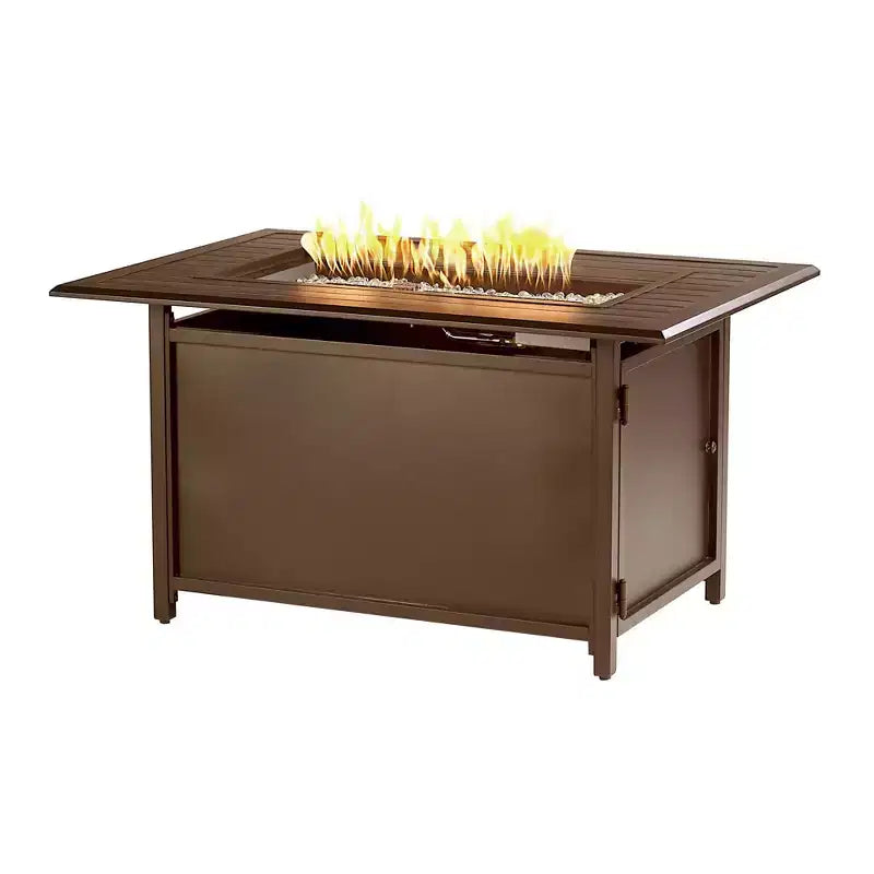 46 x 31 Rectangular Aluminum 55000 BTUs Propane Fire Table with 2 Covers - Oakland Living