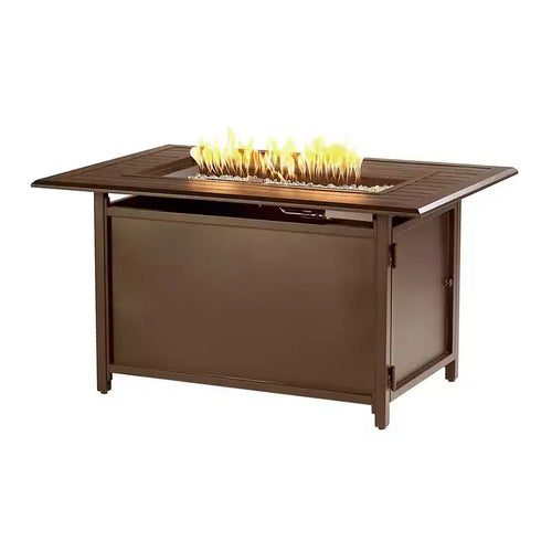 46 x 31 Rectangular Aluminum 55000 BTUs Propane Fire Table with 2 Covers - Oakland Living