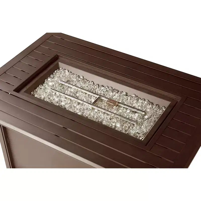 Tavolo a fuoco rettangolare in alluminio 46 x 31 da 55000 BTU a propano con 2 coperture - Oakland Living