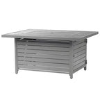 Tavolo da pranzo da esterno Oakland Living in alluminio, rettangolare 48 x 36, 55000 BTU, propano, pannello con motivo effetto legno