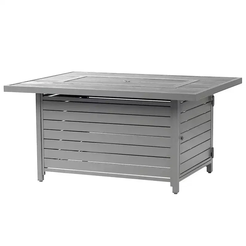 Tavolo da pranzo da esterno Oakland Living in alluminio, rettangolare 48 x 36, 55000 BTU, propano, pannello con motivo effetto legno