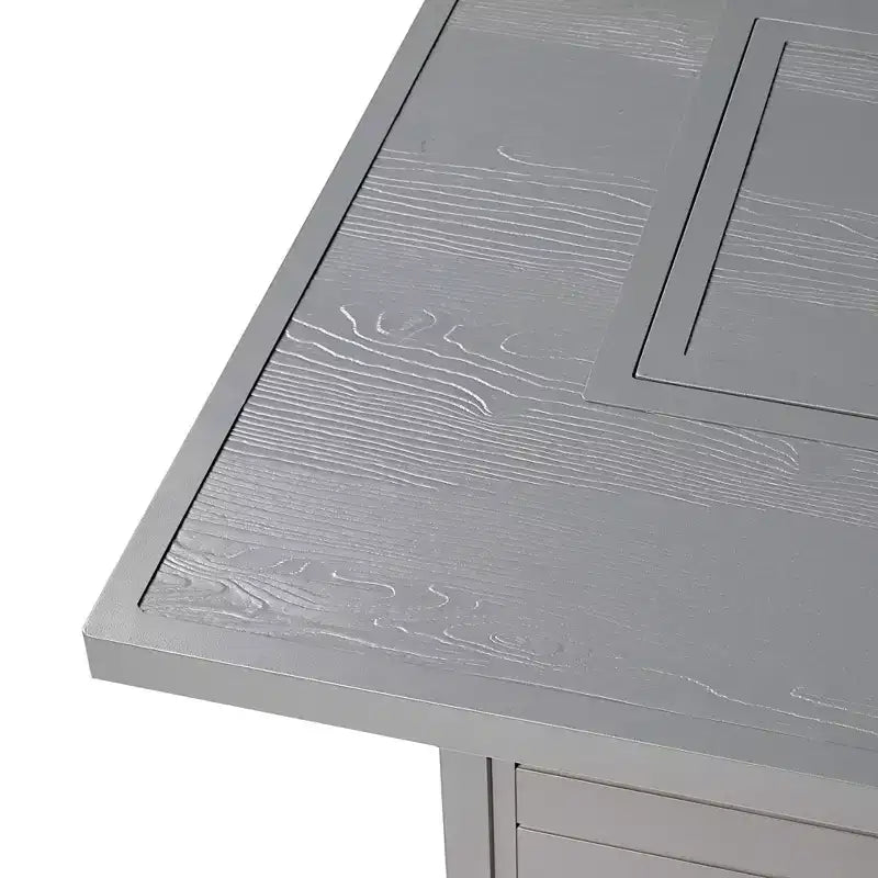 Tavolo da pranzo da esterno Oakland Living in alluminio, rettangolare 48 x 36, 55000 BTU, propano, pannello con motivo effetto legno