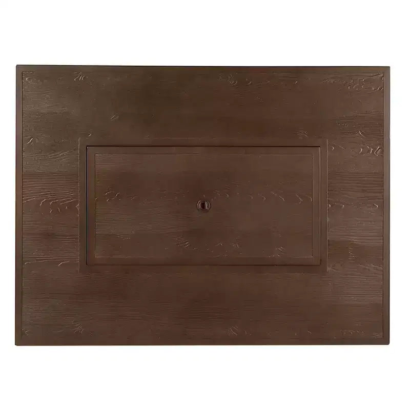 Tavolo da pranzo da esterno Oakland Living in alluminio, rettangolare 48 x 36, 55000 BTU, propano, pannello con motivo effetto legno