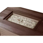 Tavolo da pranzo da esterno Oakland Living in alluminio, rettangolare 48 x 36, 55000 BTU, propano, pannello con motivo effetto legno