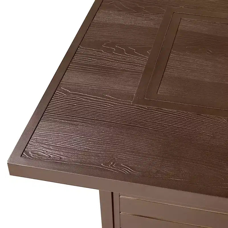 Tavolo da pranzo da esterno Oakland Living in alluminio, rettangolare 48 x 36, 55000 BTU, propano, pannello con motivo effetto legno